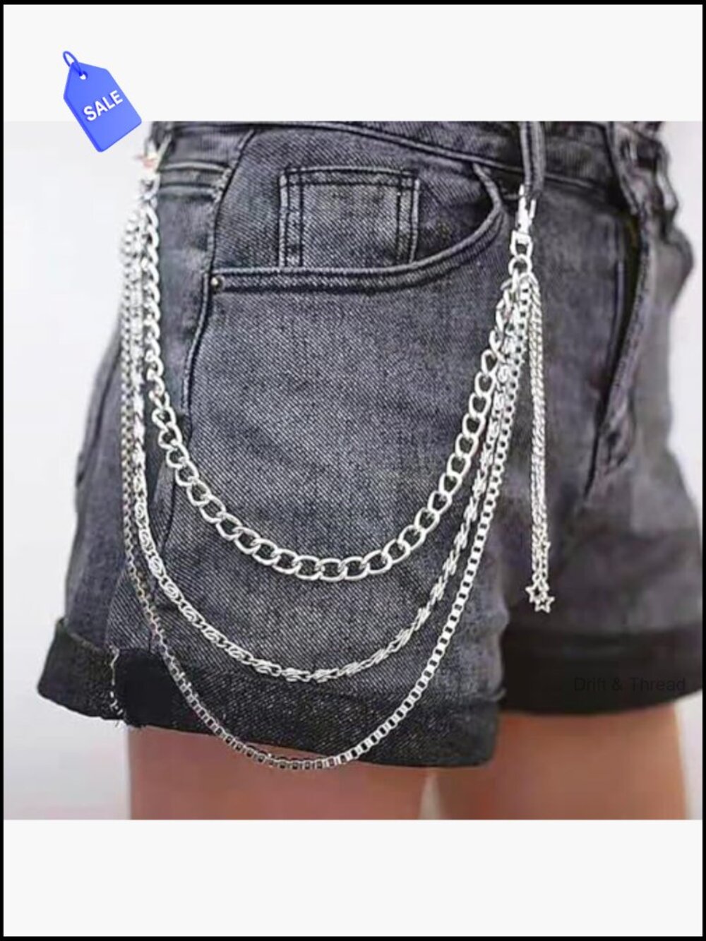 Goth Punk Pants Chain, Chunky Layered Hip Hop Wallet Chain for Men Women - Picture 3 of 7
